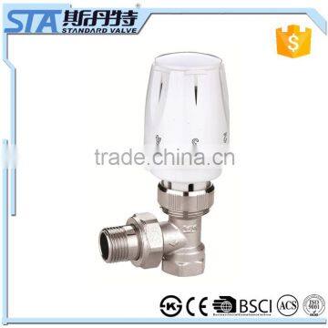 ART.5033 Plastic thermostatic valve head automatic straight digital nickeled thermostatic brass radiator valve for hvac