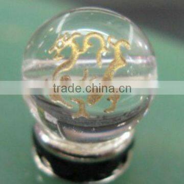 18mm natural round rock crystal carved golden dragon beads for jewlery