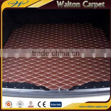 Brown 3D leather rhombic non slip interlocking car trunk mat