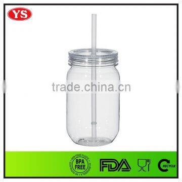 18oz Custom Bpa Free Wholesale Acrylic Mason Jar With Straw