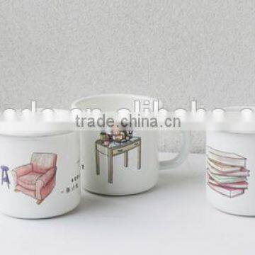 Wholesale antique takeaway coffee cups travel mug 8cm stainless steel custom enamel camping mug with logo printing