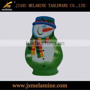 12.5"X'mas snowman shape melamine tray