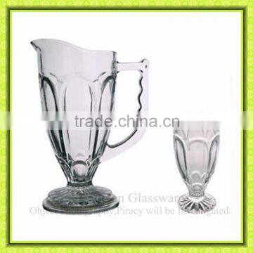 Luxury large capacity water glass jug with handle for beverage Cattelan glassware factory