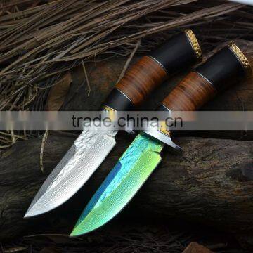 stainless steel knife hunting with damascus hunting knife