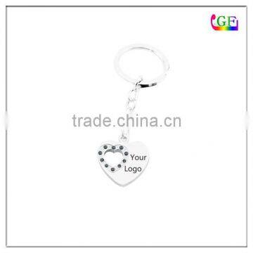 Your logo heart charm color rhinestone keychain