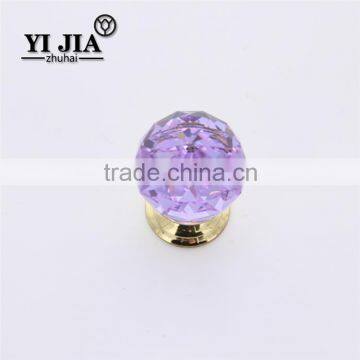 Gold Zinc Alloy Violet Amethyst Glass Cabinet Knob