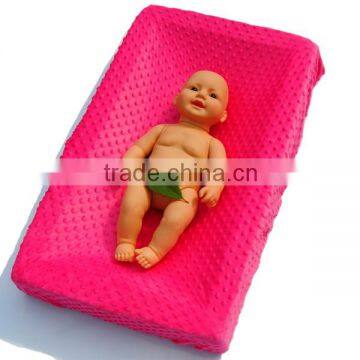 50pcs MOQ Breathable Cuddle Minky Bubble Diaper Pink Changing Mat Cover