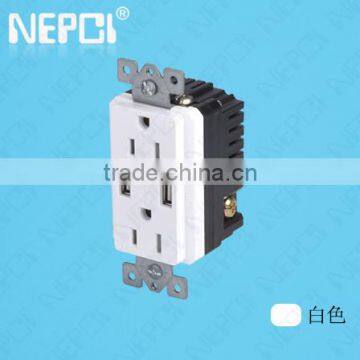 USB wall socket American US CANADA standard socket 2 gang electrical outlet with 2 USB ports US socket with usb
