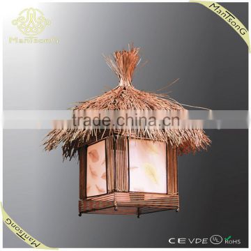 Hot Sale House Shape Brown Rattan Pendant Lamp, Indoor Decorative Hanging Light