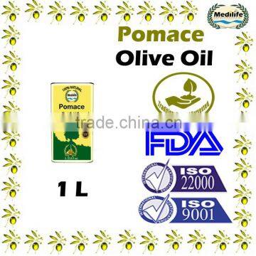 1L Pomace Olive Oil with Halal Certification, 100% Pomace Olive Oil in Metallic Tin.