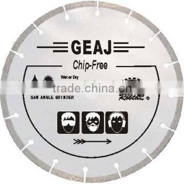 Narrow-gap segmented diamond saw balde for hard and brittle chip-free cutting----GEAJ