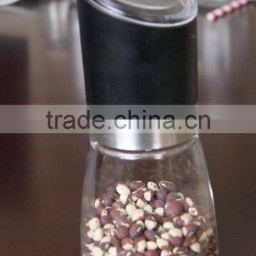 Glass spice bottle with grinder