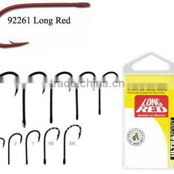 Mustad 92261NPNR good quality long shank red fishing hooks