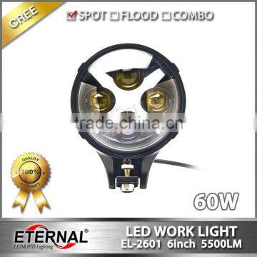 60W 6" round high power led work light with halo angel eyes for cars Jeep wrangler motorcycle powersports 4x4 racing vehicles