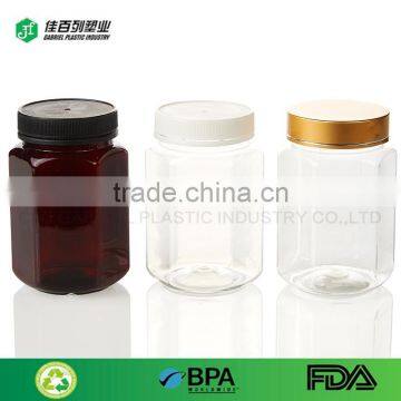 BPA free hexagonal aluminium cap medicine bottle food bottle plastic