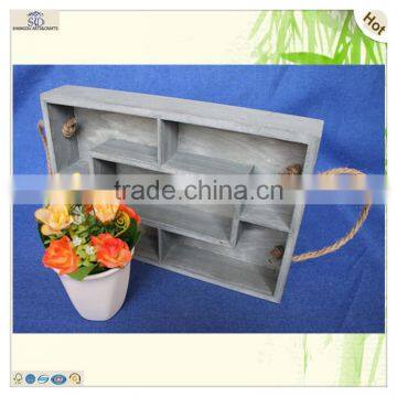 Antique Food Drink Flower Serving Compartments Wood Tray photo-5