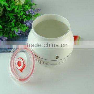 White Chinese Style Home Ceramic Salt & Sugar Pot With Lid, Flower Decal Printing photo-2