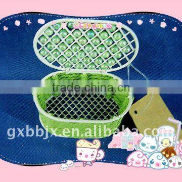 Green pearl & paper rope wire colorful storage boxes with lid