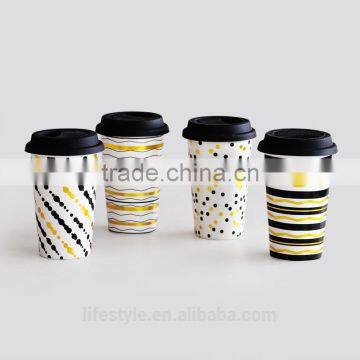 Porcelain Double Wall Coffee to Go Travel Mug photo-3