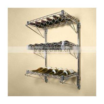 14"d 3 Shelf Chrome Wire Wall Mounted Wine Shelving Kit