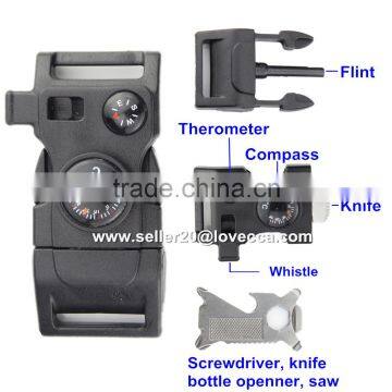 Side Release Buckle Whistle Scraper Flint Fire Starter for Parachute Cord Bracelet photo-2