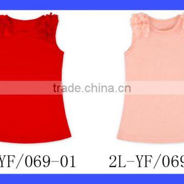 Wholesale Baby Girls Tank Top Plain Flower Clothes Red And Coral Singlet Clothes photo-6