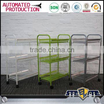 Durable Metal Foldable Kitchen Food Serving Trolley With Wheels photo-5