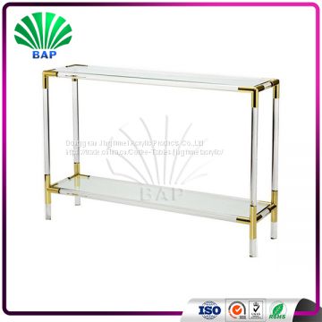 High Quality Acrylic Italian Console Table Living Room Lucite Corner Table Gold Metal Corner Table