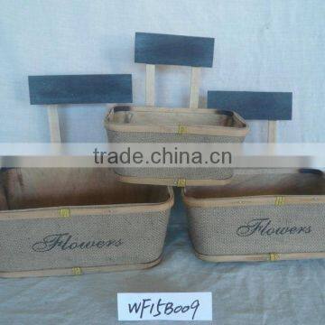 Triangle Wood Flower Pots Decorated With Blue Wooden Sign photo-4