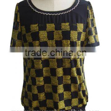 Red Plaid Check Print Lycra Blouse photo-3