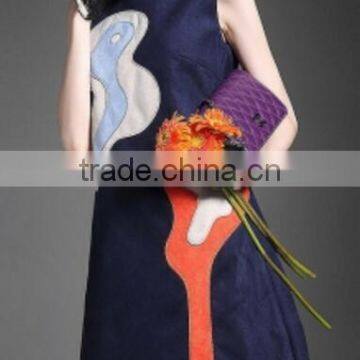 Sleeveless A Line Short Skirt Ladies Smart Casual Dress /Neck Waist Zipper Short photo-2