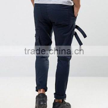 Custom Guangzhou Manufacturer OEM 100% Cotton Twill Breathable Functional Cargo Pocket Strap Design Men's Navy Work Pants photo-2