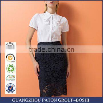 Female 2017 spring and summer new business short sleeve shirt, leisure, self-cultivation, lotus leaf side collar shirt, custom