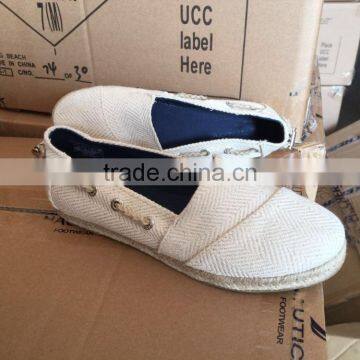 Rope Sole Ladies Shoes Closeout Brand Name Women Slip-on Flat Shoe Excess Stock photo-3