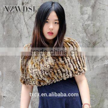 CX-B-44C Fashion Winter Rabbit Fur Shawls To Keep Warm photo-2