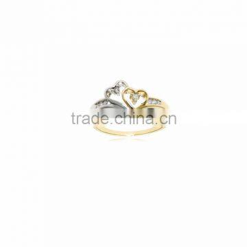 Two Tone latest CZ Studded Designer Heart Ring