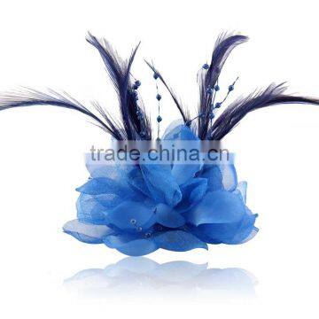 Small Beaded Feather Fabric Corsage Brooch Dance Hair Accessories the Bride Jewelry Accessories Pin photo-2