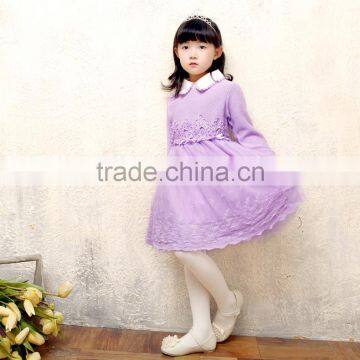 new design baby grils sweater lace dress for autumn or winter