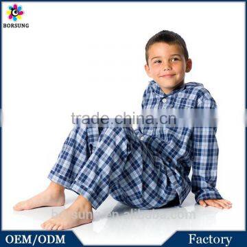 Children Boys Plaid 100% Cotton Home Wear Pyjamas