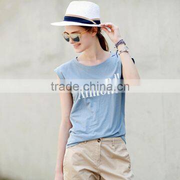 Wholesale OEM Blank T Shirt High Quality Sleeveless Cotton Women T Shirt Printing