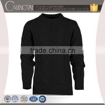 Classic Jumbo Braid Ribbed Cuffs and Hem Slim Fit Cable Knit Sweater Pattern Men photo-6