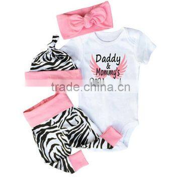 S17481A Baby Girl Clothes Set Cotton Baby Girls Bodysuits T-shirt Pants Hat Outfit photo-2