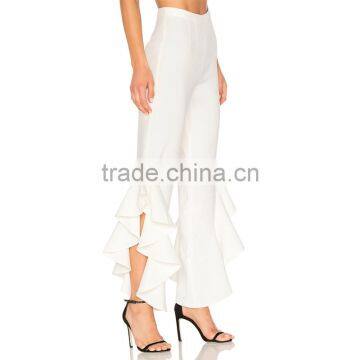 New Trendy Ladies White Ruffle Pants Spring 2018 Fashion Design Trousers photo-3