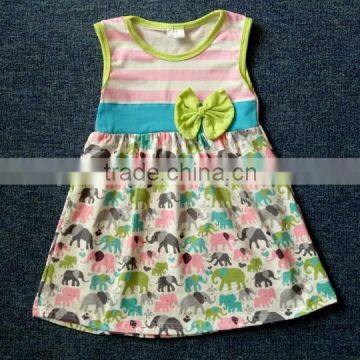 beautiful children stripe frocks designs in summer new kids elephant print dress remake