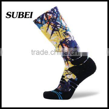 Coolmax Anti-bacterial Men Knee High Compression Fashion Photo Print Elite Basketball Socks Sport Stocking photo-2