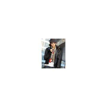 Fashion Fur Collar Leather Slim Mens Jacket