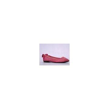 Womens Ballerina Flat Shoes , Red Glitter PU Upper Comfortable 38 Size