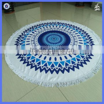 2016 fashion design large round beach towel with tassels fringe