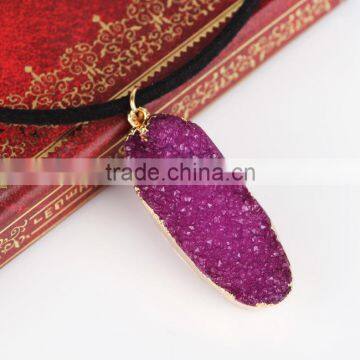 Natural Crystal Quartz Stone Gold Plated Pendant Womens Irregular Necklace photo-4