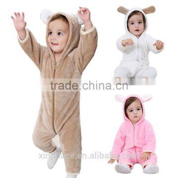 China supplier Low Moq Bear Shape Flannel Newborn Baby Jumpsuit